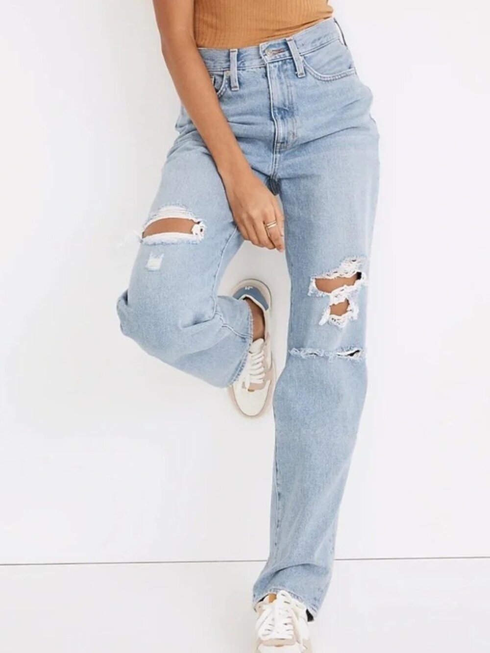 NEW! MADEWELL BAGGY STRAIGHT JEANS RIPPED RIGID DENIM BOYFRIEND STREETWEAR sz 26